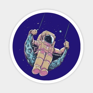 Astronaut in moon swing Magnet